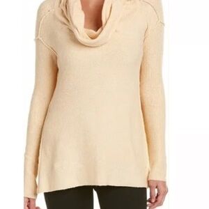 Free People Women's Cream Cowl Neck Sweater soft cozy cottagecore medium
